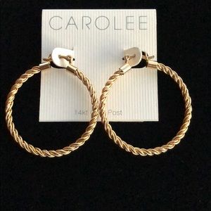 Carolee 14kt Gold Post Rope Hoop Earrings
